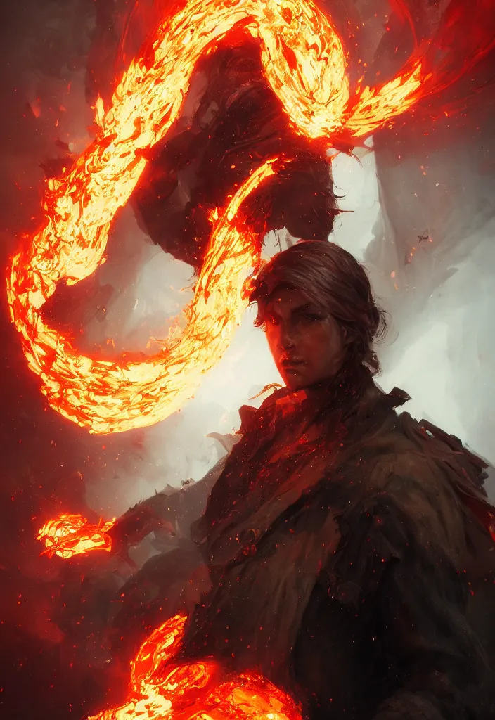 Image similar to a fancy portrait of a raging mage covered in flames by greg rutkowski, sung choi, mitchell mohrhauser, maciej kuciara, johnson ting, maxim verehin, peter konig, 8 k photorealistic, cinematic lighting, hd, high details,