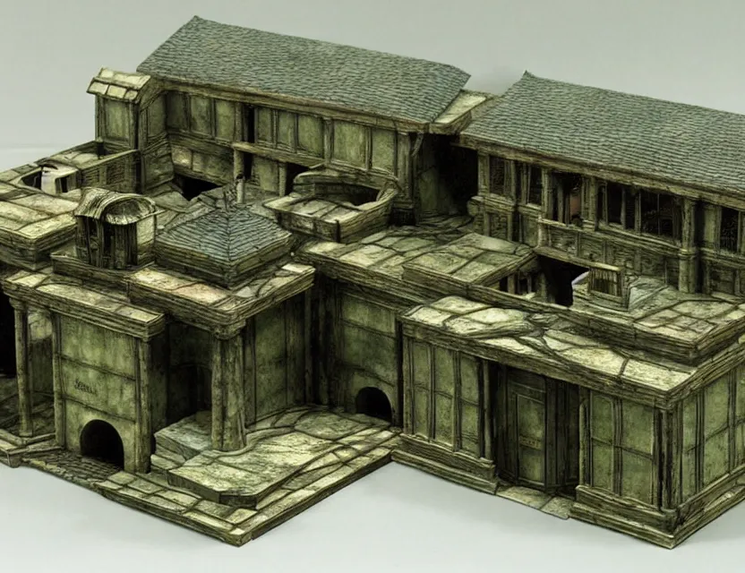 Image similar to ming cho lee set design model of the matrix ( 1 9 9 9 ), inside a theater model box