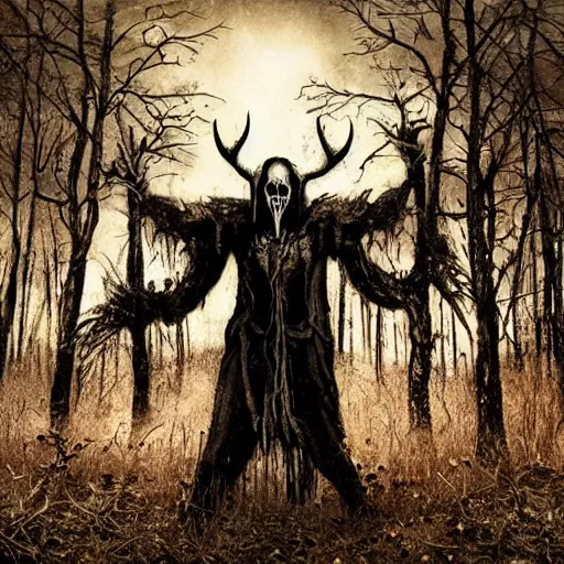 Image similar to black metal album cover,