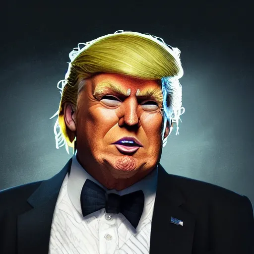 Image similar to portrait of donald trump fursuit, amazing splashscreen artwork, natural light, elegant, photorealistic felt texture, intricate, detailed, atmospheric lighting, anamorphic lens flare, cinematic lighting, hd wallpaper, ultra high details by greg rutkowski