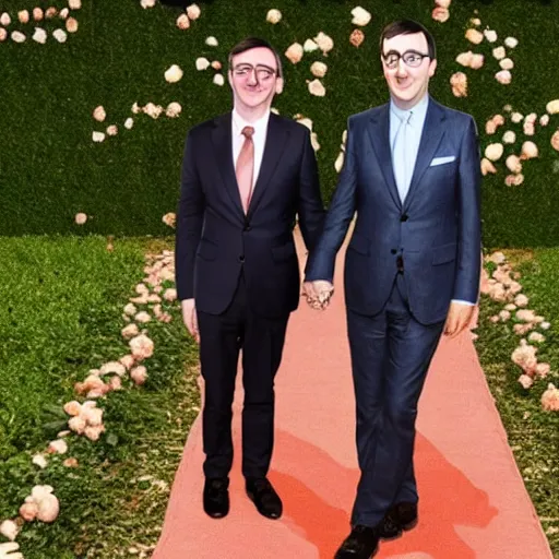Prompt: john oliver and a cabbage are getting married