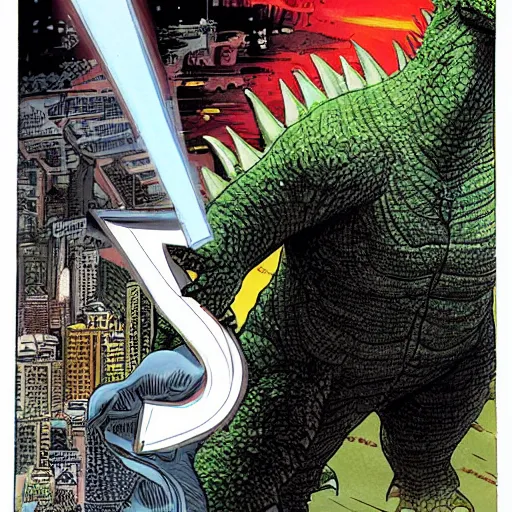 Image similar to godzilla by alan moore