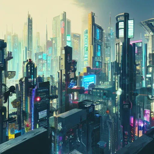 Image similar to Beautiful cyberpunk city