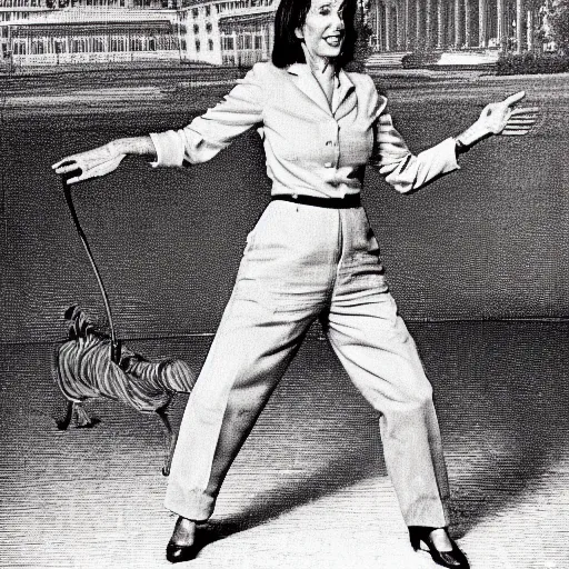 Image similar to photograph of nancy pelosi doing double dutch