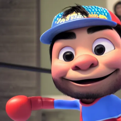 Image similar to manny pacquiao, driving a car, as a pixar disney character from up ( 2 0 0 9 ), unreal engine, octane render, 3 d render, photorealistic