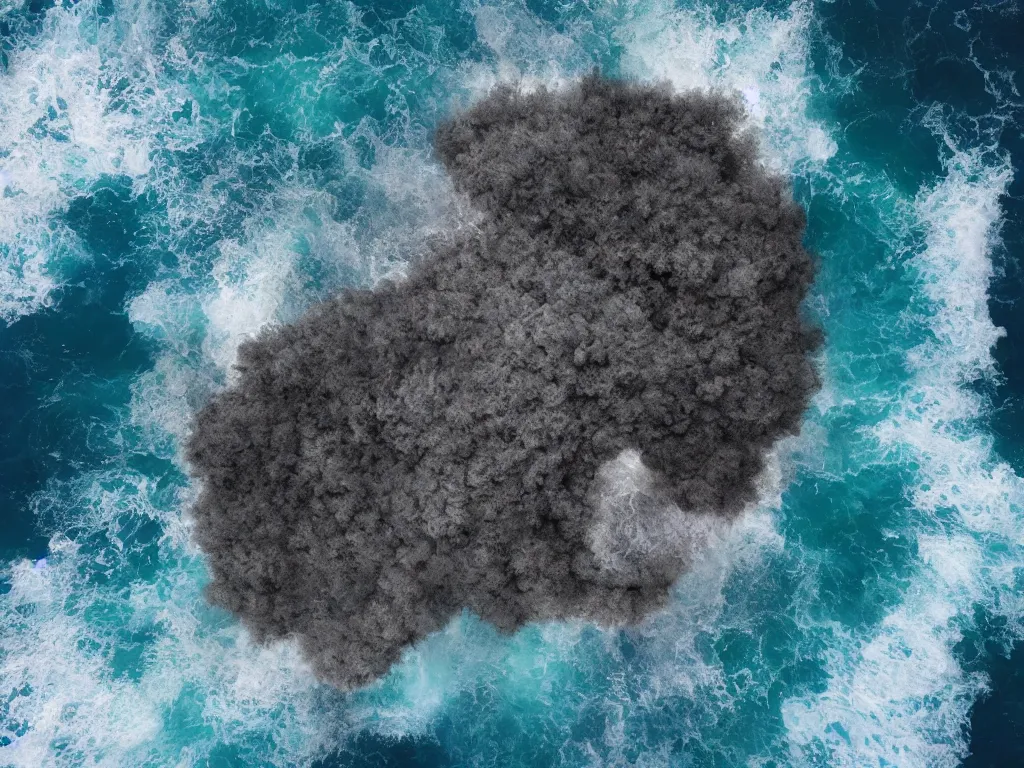 Prompt: photo of a giant fluffy face coming out from the ocean, ultra realistic, detailed, artstationHQ, artstationHD, 4k, 8k, aerial view