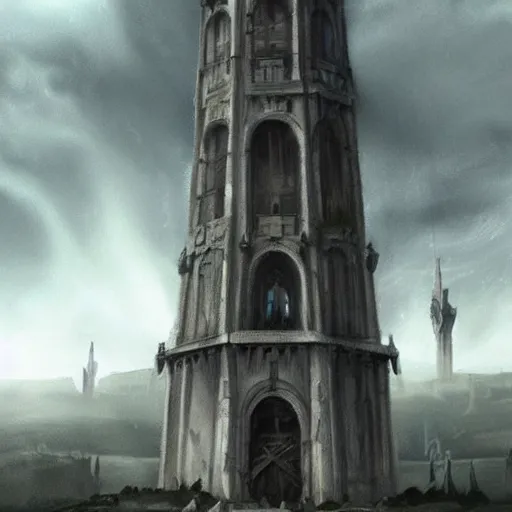 Image similar to giant medieval tower concept art, very very very very tall, dramatic lightning, trending on deviantart, movie still, award wining photograph