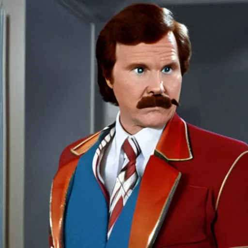 Image similar to ron burgundy as buck rogers,