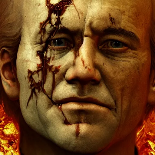 Image similar to biden in dante's inferno painting, dark beauty, rotten gold, closeup faces, extremely detailed, cinema 4 d, unreal engine.