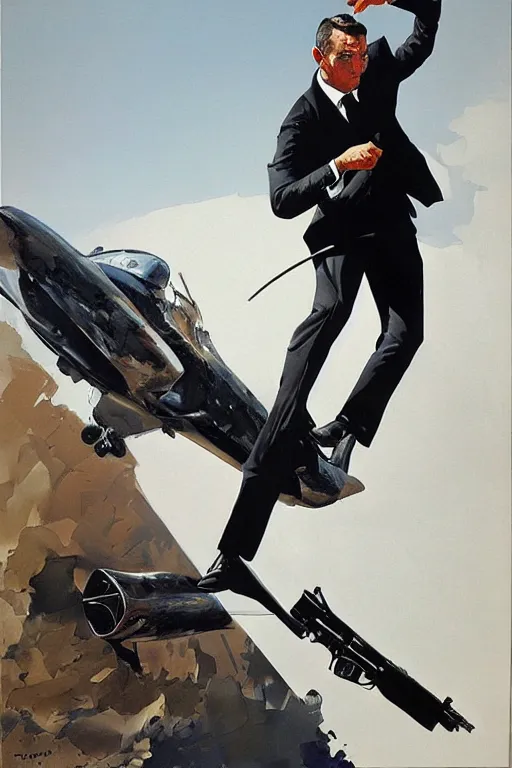 Prompt: painting of james bond, by Frank McCarthy