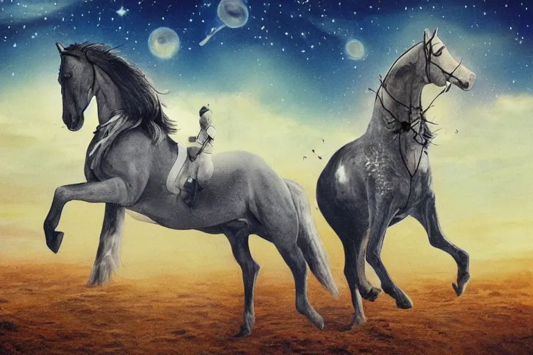 Image similar to horse on top of an astronaut, astronaut under the horse, arstation