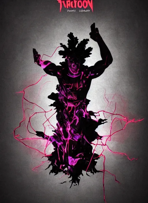 Image similar to dark design poster showing a heroic statue of dionysus, black background with very subtle red and purple design elements, powerful, nekro, vito acconci, thin straight lines, dark, glitch art, neo vaporwave, gritty, layout frame, square, trending on artstation