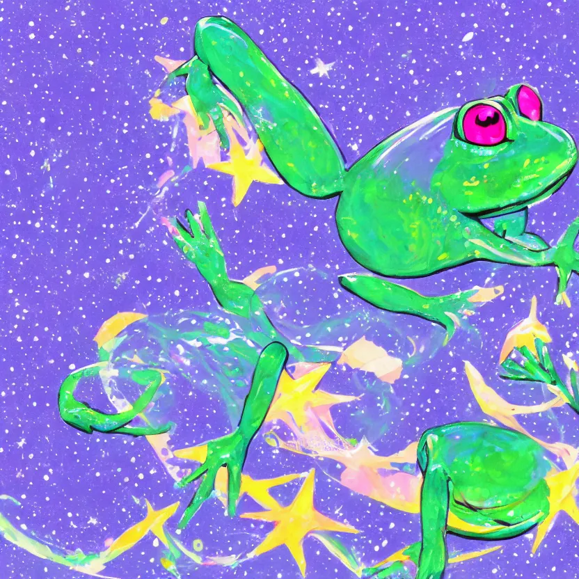 Prompt: sailor moon frog, illustration, painted,