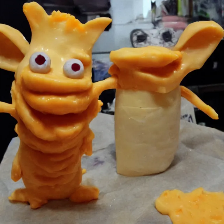 Prompt: a goblin made out of cheddar cheese