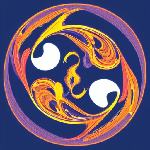 Prompt: digital illustration of yin yang flow