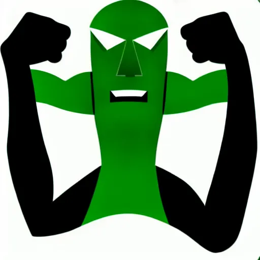 Image similar to a picture of a green man with his fist up, vector art by mor than, trending on deviantart, mingei, flat shading, prerendered graphics, marvel comics