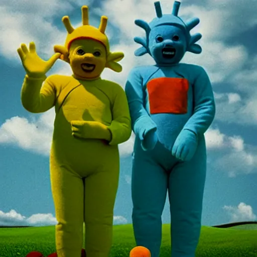 Image similar to creepy teletubbies