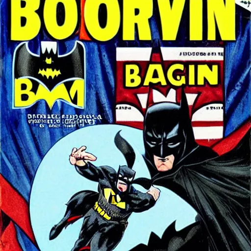 Prompt: comic cover book of boris johnson as batman ,