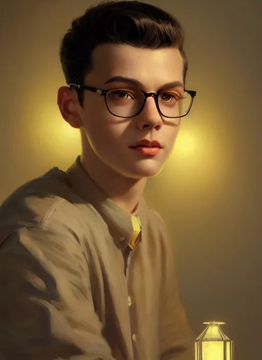 Image similar to portrait of young dilton doiley, 1 9 5 0 s, intricate, elegant, glowing lights, highly detailed, digital painting, artstation, concept art, smooth, sharp focus, illustration, art by wlop, mars ravelo and greg rutkowski