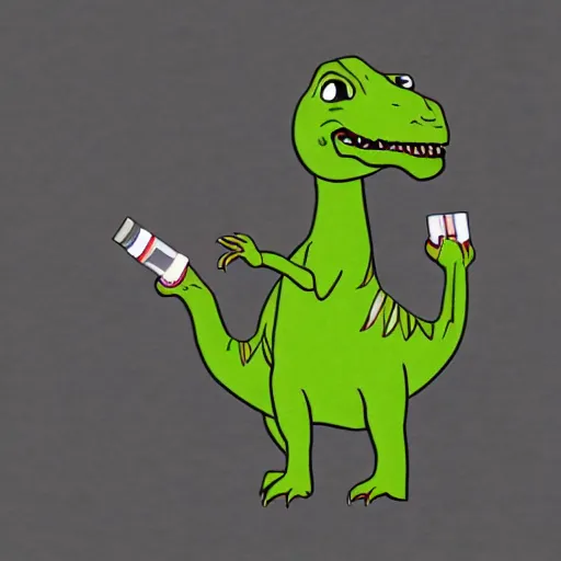 Prompt: dinosaurs smoking cigarettes