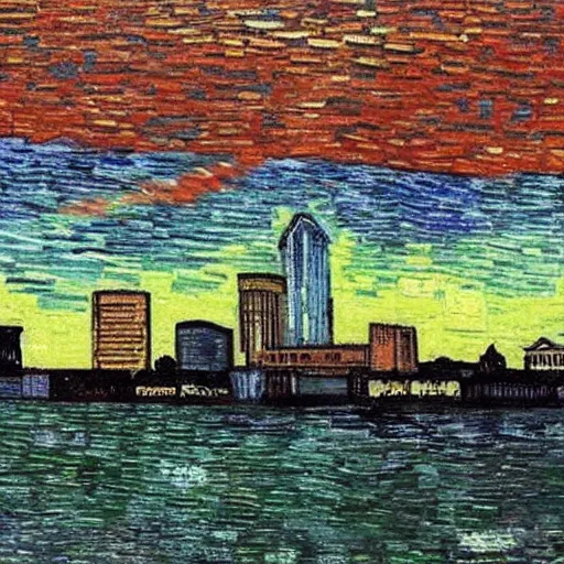 Image similar to downtown Tampa skyline by Van Gogh