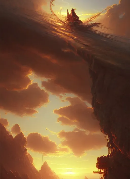 Prompt: portrait painting of a handsome rugged long hair crimson hair male pirate, soft hair steampunk zeppelin in the sky sunset golden hour art by raphael lacoste and stephan martiniere greg rutkowski gaston bussiere fantasy soft hair trending on artstation deviantart book cover art concept art key art dramatic volumetric lighting, 4 k, award winning