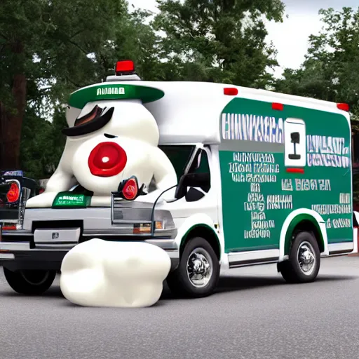 Prompt: big chungus meme, anthropomorphic ambulance shaped like big chungus, humanized ambulance, high resolution photo