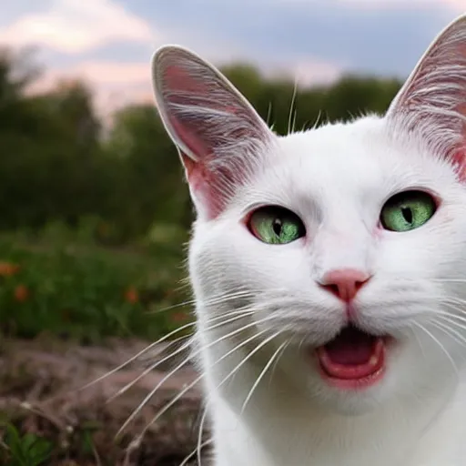 Image similar to White cat with light orange ears hunting