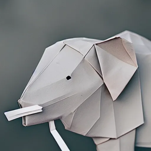 Prompt: origami elephant, polaroid, outside, macro lens