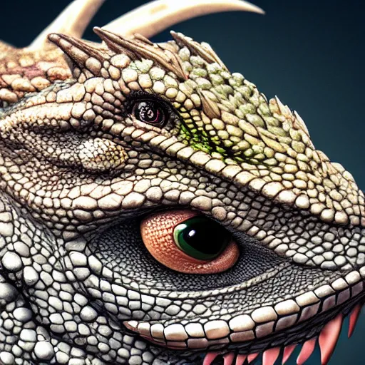 Prompt: dragon lizards close up, higly detailed, 8 k, photorealistic, art concept, artstation, sharp focus