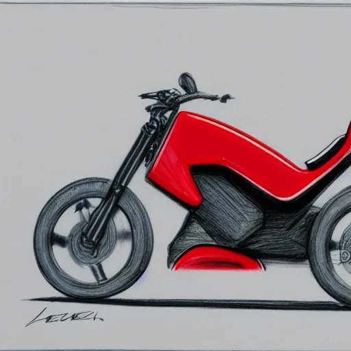 Prompt: drawing of next Gen prototype concept innovative award winning red motorcycle, Japanese engineering, blade runner style, 3d, photorealism