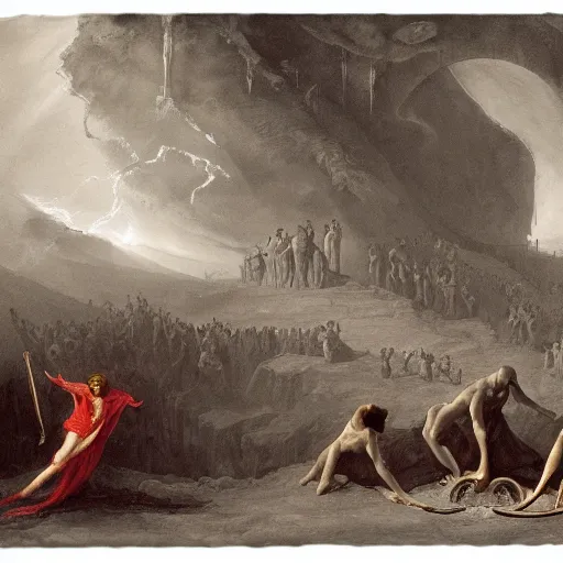 Prompt: Dante's First Circle of Hell: Limbo, in the style of Thomas Cole