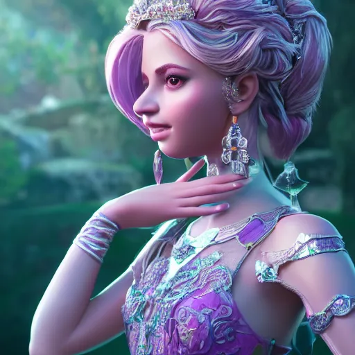 Image similar to wonderful princess of amethyst with fair skin, ornate 8 k gorgeous intricate detailed, accent lighting, dramatic light, octane render