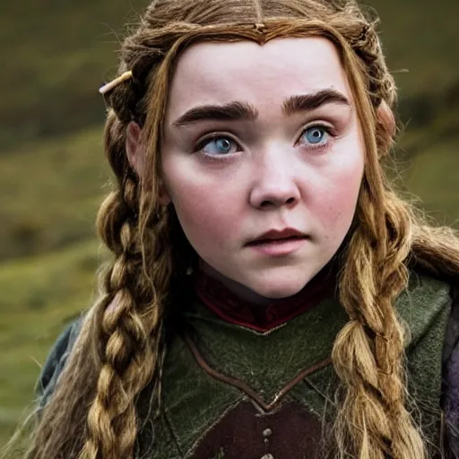 Prompt: first photos of 2 0 2 4 female lotr remake - florence pugh as gimli, ( eos 5 ds r, iso 1 0 0, f / 8, 1 / 1 2 5, 8 4 mm, postprocessed, crisp face, facial features )