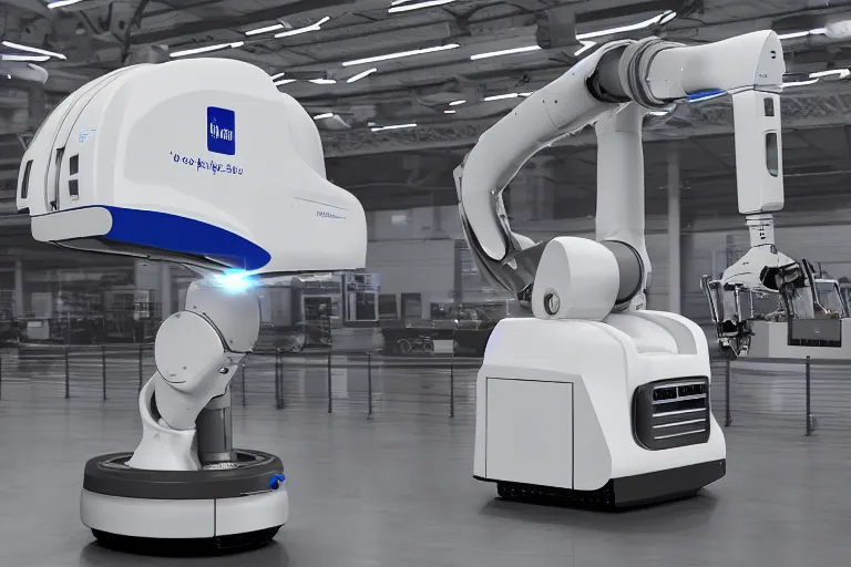 Image similar to a high detailed picture of an mobile industrial robot, photo realistic, 8k