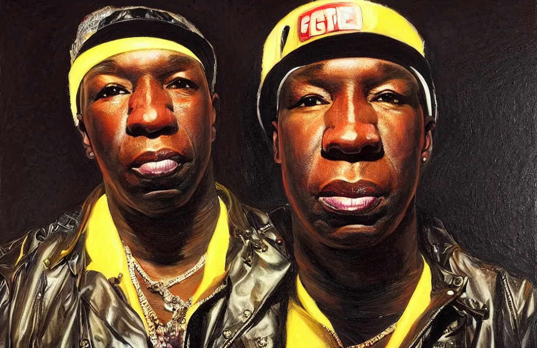 Image similar to portrait of grandmaster flash!!!!!!!!!!!!!!!!!!!!!!!!!!!, detailed face, detailed painting, epic lighting, by ilya repin, phil hale and kent williams