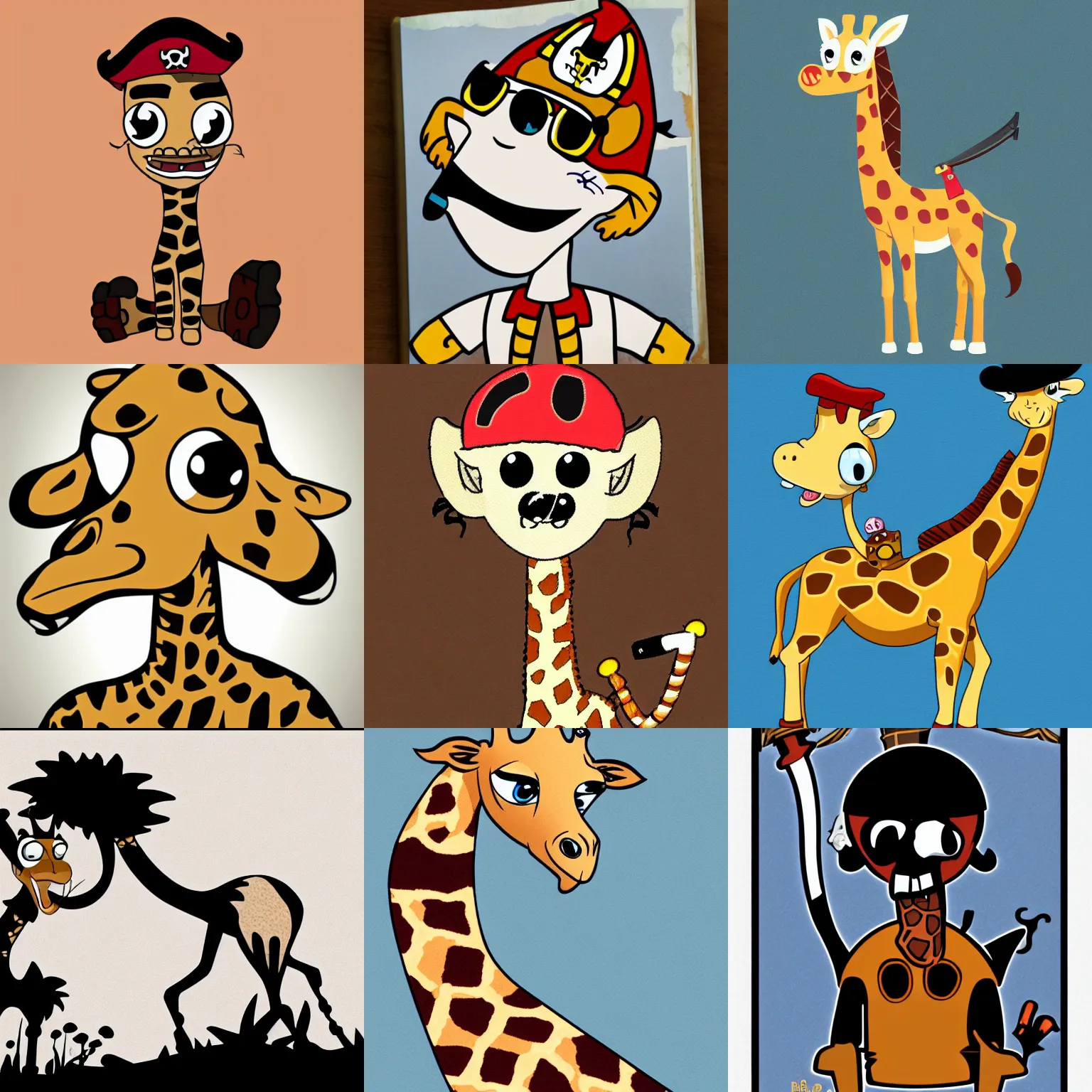 Prompt: giraffe pirate cartoon character