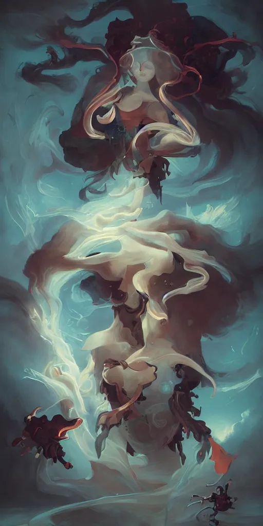 Image similar to the artwork of peter mohrbacher, flowing fabric robot prince