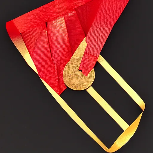 Prompt: red cancer cut gold medal ribbon 35mm fantasy