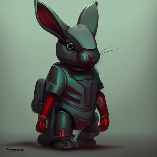 Image similar to rabbit robot, digital art in the style of alexander trufanov artstation