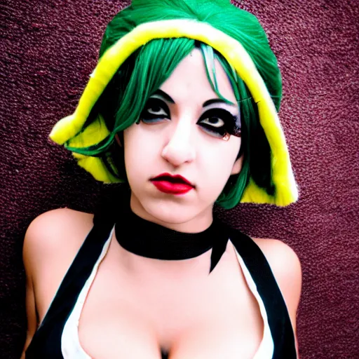 Image similar to photograph of a jolyne kujoh, cosplay, filmic, cinematographic