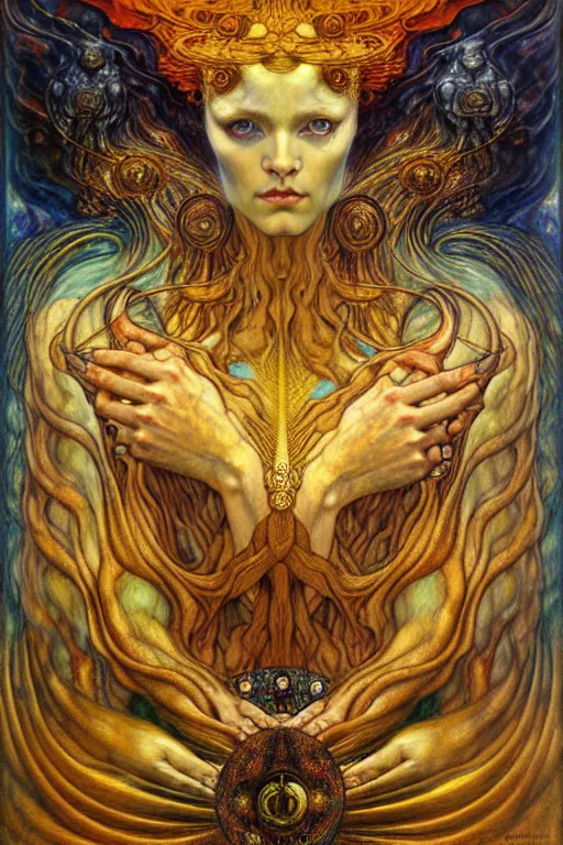 Image similar to Divine Chaos Engine by Karol Bak, Jean Delville, William Blake, Gustav Klimt, and Vincent Van Gogh, symbolist, visionary