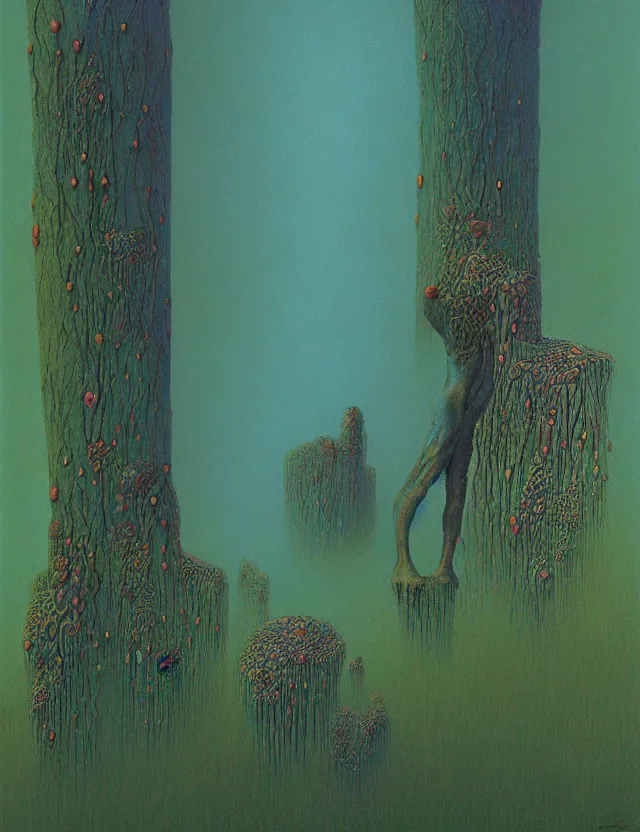 Prompt: fungal bloom fairy monarch forgotten slime mold fae king by zdzisław beksiński, oil painting award winning, chromatic aberration radioactive colors