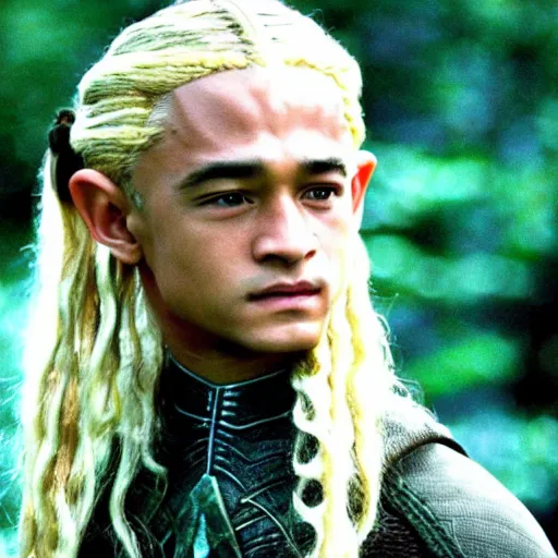 Prompt: Jaden Smith as Legolas in Lord of the Rings (2001)