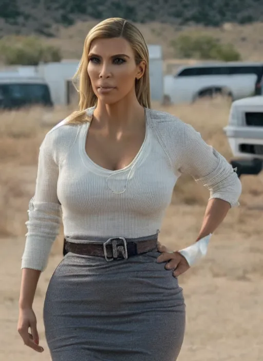 Prompt: film still of kim kardashian as kim wexler in better call saul,