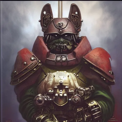 Image similar to warhammer 4 0 k emperor champion black armor, anthropomorphic shiba inu, shiba inu face, stuning 3 d render, masterpiece, glowing aura, by donato giancola and greg rutkowski and wayne barlow and zdzisław beksinski, realistic face