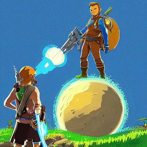 Prompt: Star Lord in The Legend of Zelda Breath of the Wild