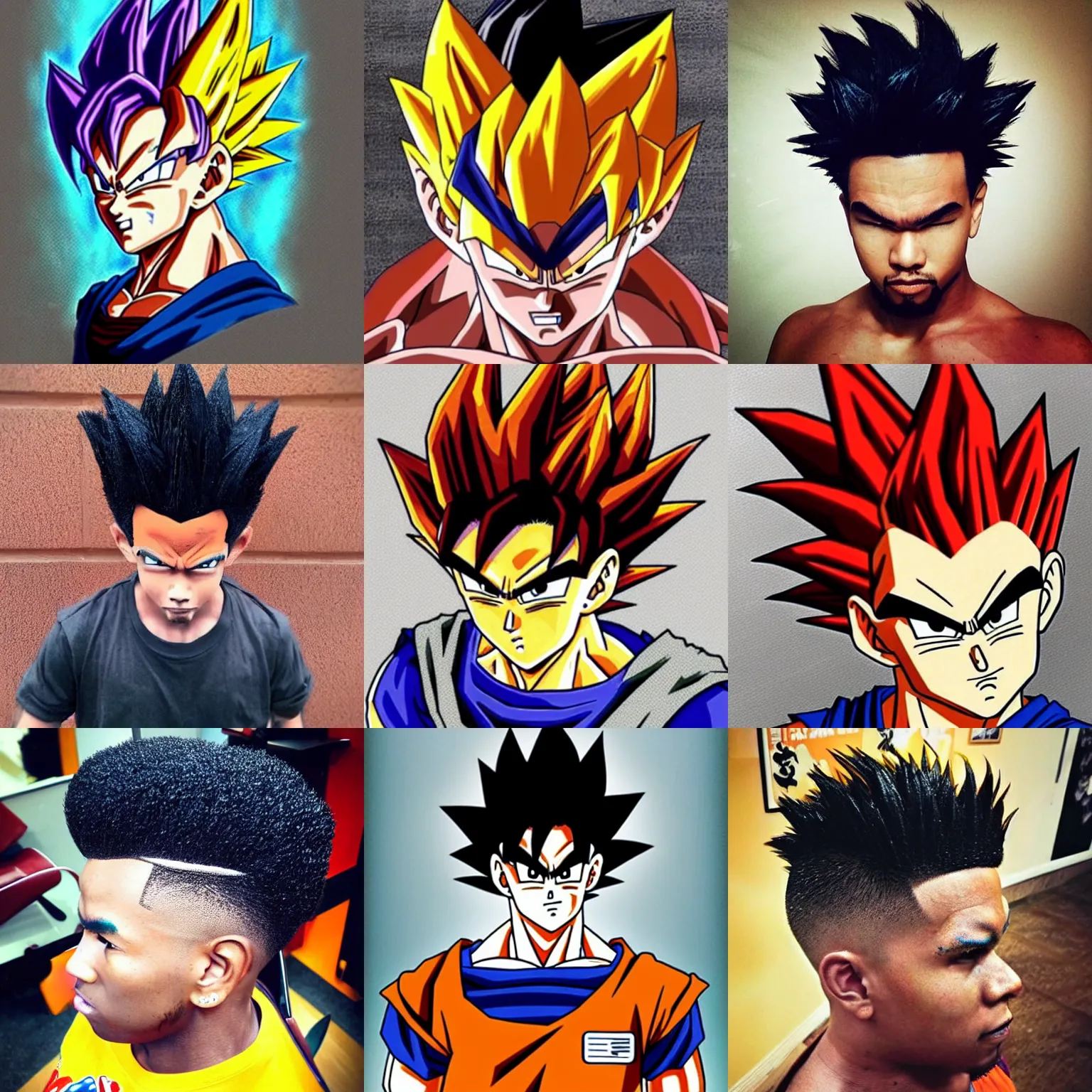 Image similar to dragon ball z goku with a hightop fade