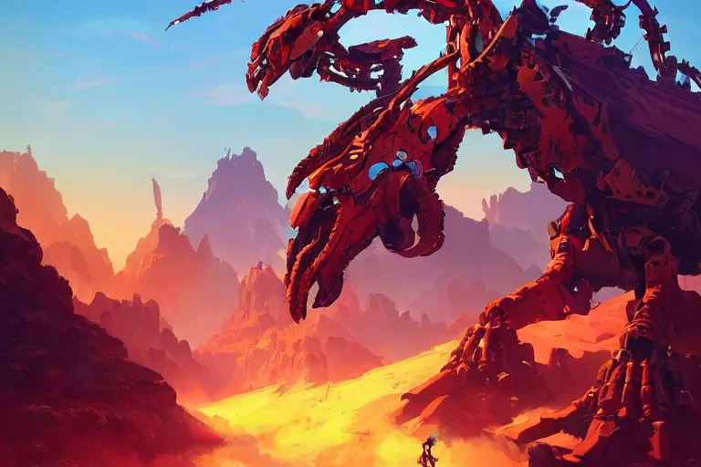 Image similar to fireclaw machine mecha animal beast robot of horizon forbidden west horizon zero dawn bioluminiscence, behance hd by jesper ejsing, by rhads, makoto shinkai and lois van baarle, ilya kuvshinov, rossdraws global illumination