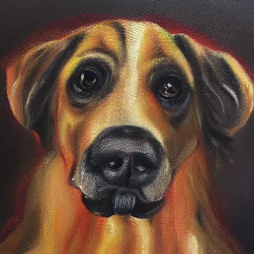 Prompt: awful oil painting of a dog, messy, ugly, bad